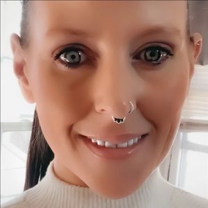 925 Sterling Silver Black Obsidian Septum Ring